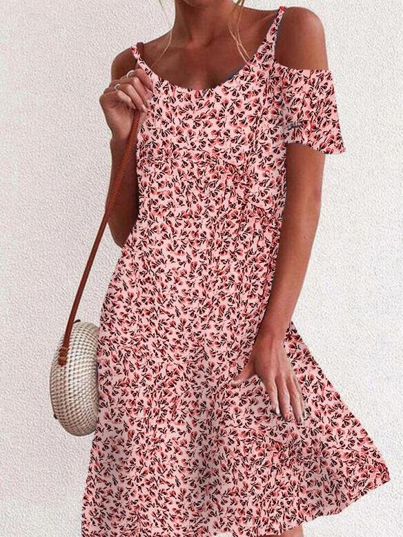 Floral Print Off The Shoulder Mini Dress - LuckyFash™