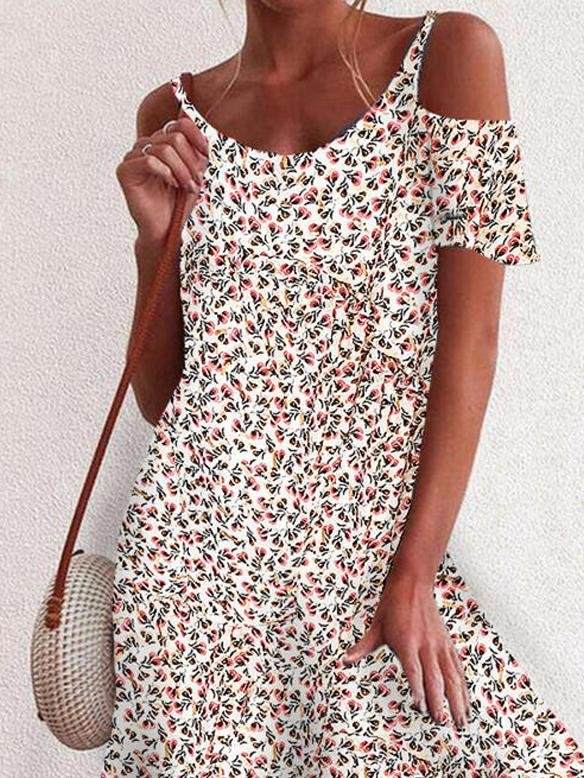 Floral Print Off The Shoulder Mini Dress - LuckyFash™