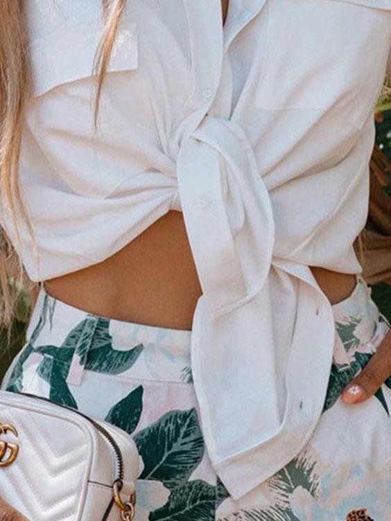 Floral Print Pocket Button Casual Shorts - LuckyFash™