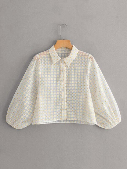 Floral Print Sheer Mesh Blouse - LuckyFash™