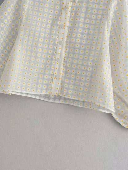 Floral Print Sheer Mesh Blouse - LuckyFash™