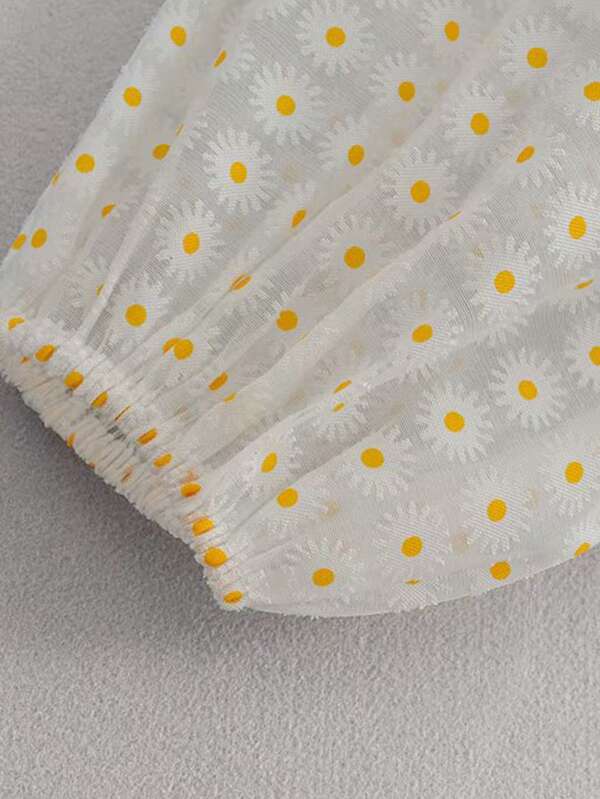 Floral Print Sheer Mesh Blouse - LuckyFash™