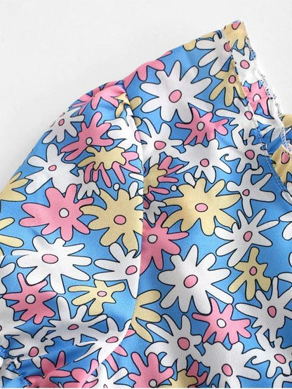 Floral Print Shirred Crop Top - LuckyFash™