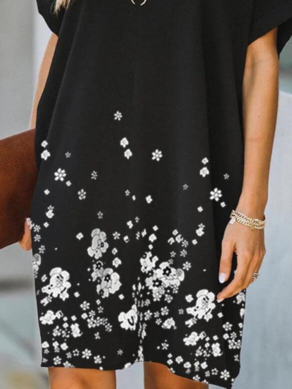 Floral Print Short Sleeve Casual Dress - LuckyFash™
