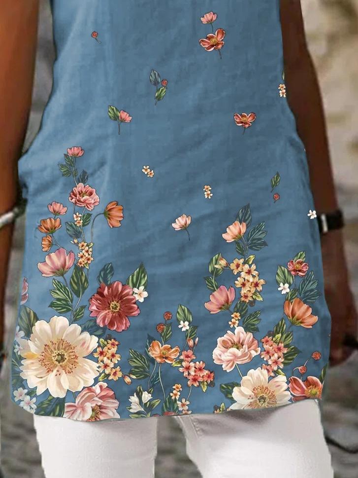 Floral Print Short Sleeve V-Neck Casual T-Shirts - LuckyFash™