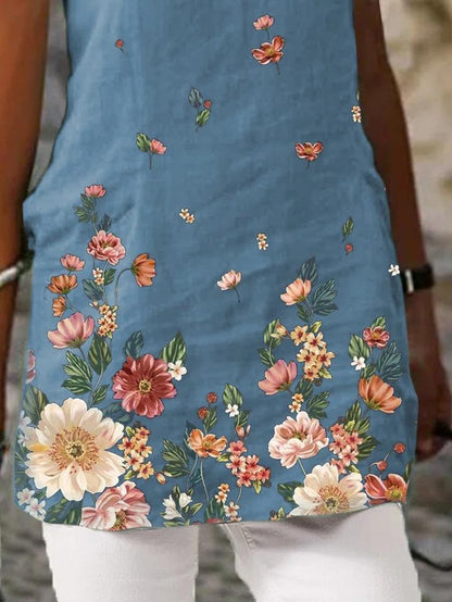 Floral Print Short Sleeve V-Neck Casual T-Shirts - LuckyFash™