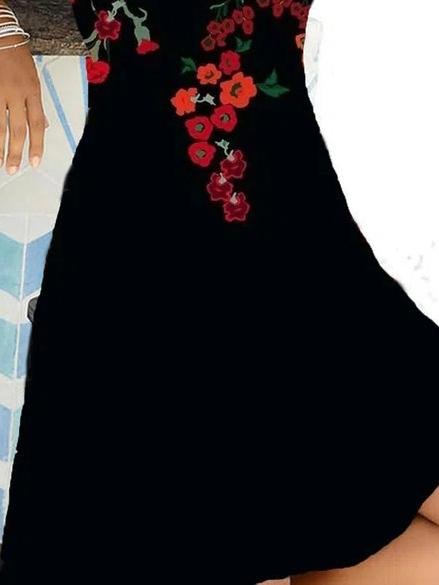 Floral Print Short Sleeve V-Neck Dress - LuckyFash™