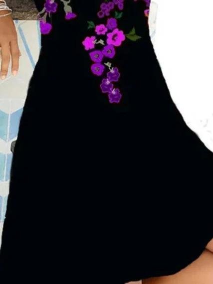 Floral Print Short Sleeve V-Neck Dress - LuckyFash™