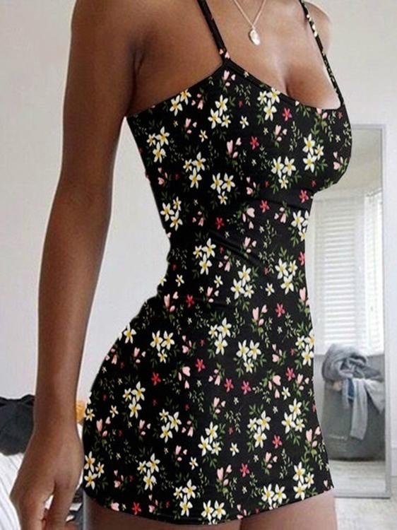 Floral Print Sleeveless Bodycon Dress - LuckyFash™