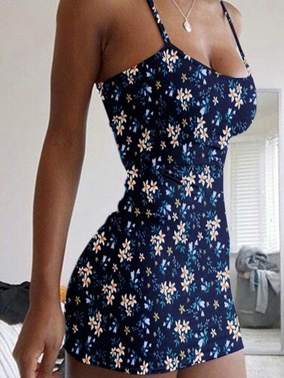 Floral Print Sleeveless Bodycon Dress - LuckyFash™