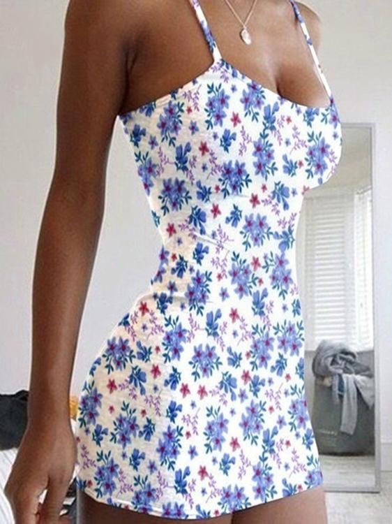 Floral Print Sleeveless Bodycon Dress - LuckyFash™