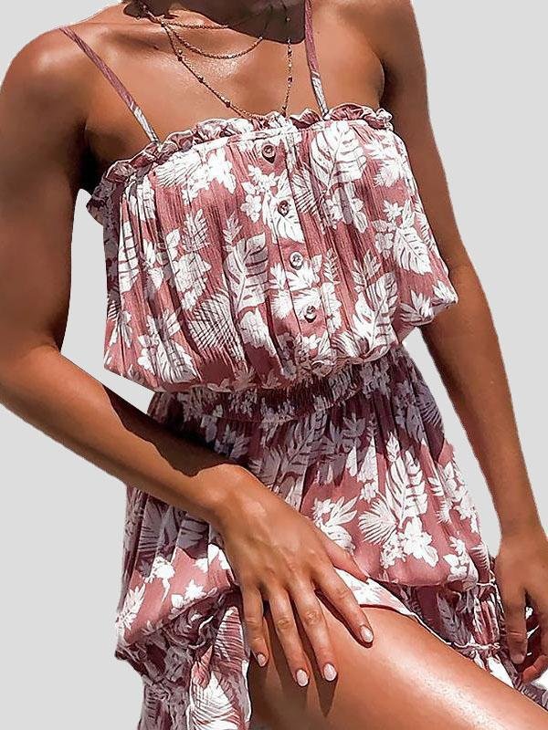 Floral Print Stitching Strap Dress - LuckyFash™