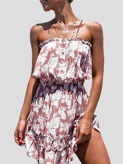 Floral Print Stitching Strap Dress - LuckyFash™
