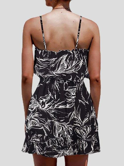 Floral Print Stitching Strap Dress - LuckyFash™