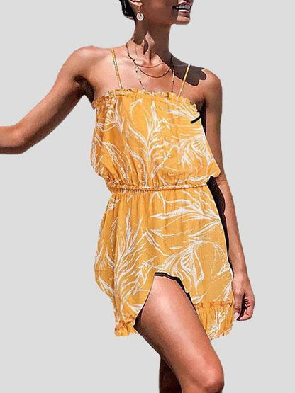 Floral Print Stitching Strap Dress - LuckyFash™