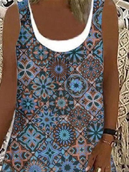 Floral Print Summer Casual Sleeveless A-line Skirt - LuckyFash™