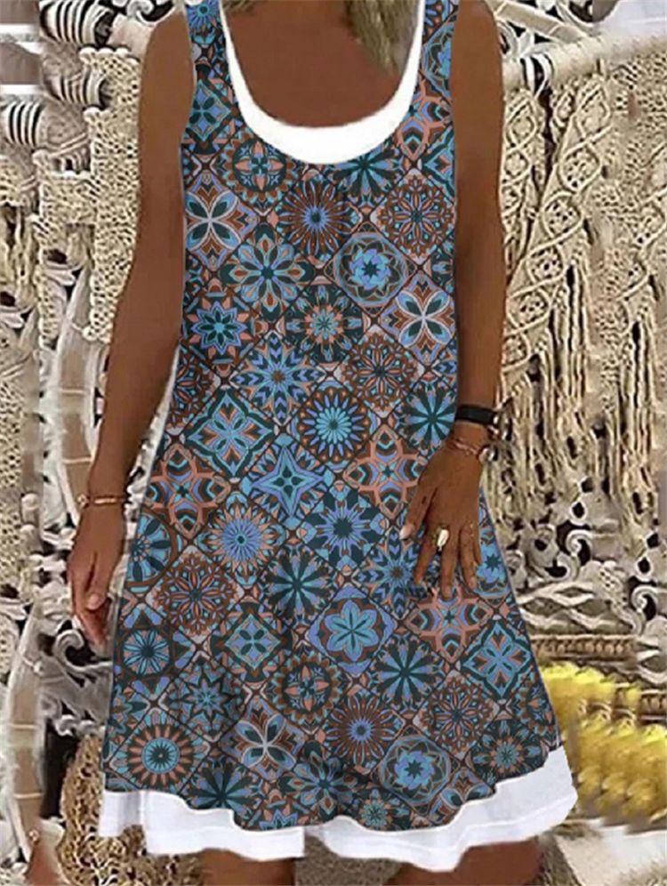 Floral Print Summer Casual Sleeveless A-line Skirt - LuckyFash™