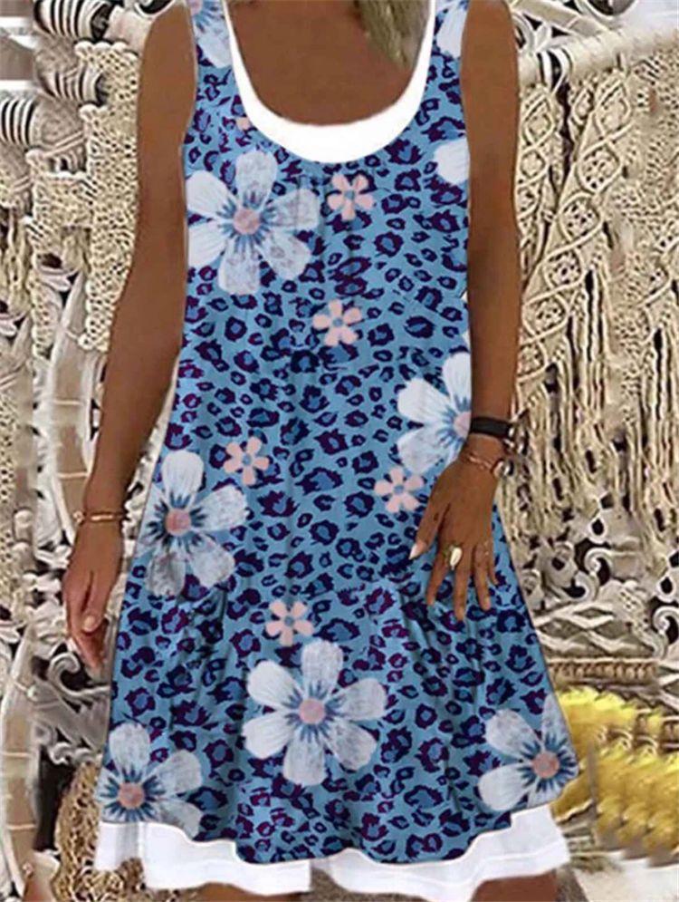 Floral Print Summer Casual Sleeveless A-line Skirt - LuckyFash™