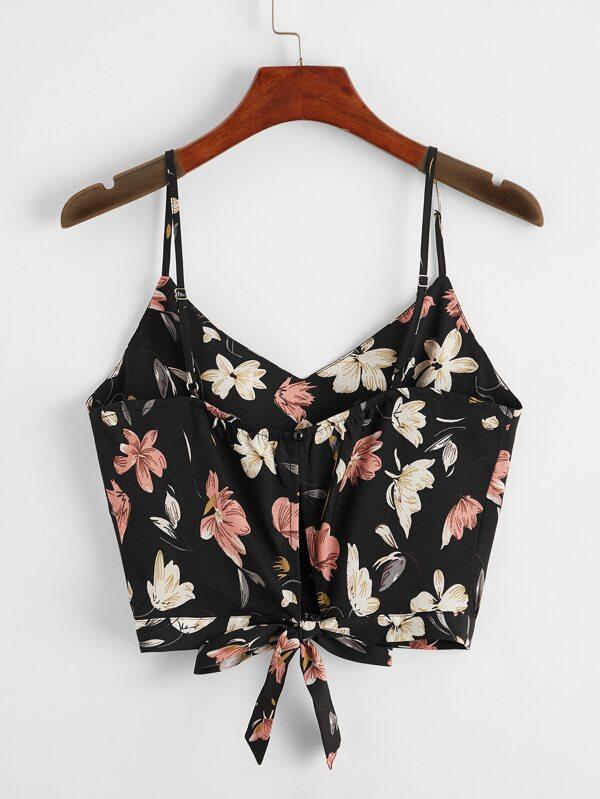 Floral Print Tie Back Cami Top - LuckyFash™