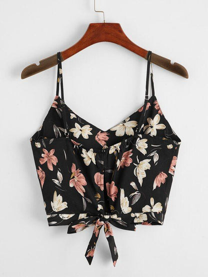 Floral Print Tie Back Cami Top - LuckyFash™