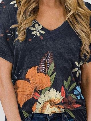 Floral Print V-neck Casual Top - LuckyFash™