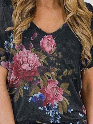 Floral Print V-neck Casual Top - LuckyFash™