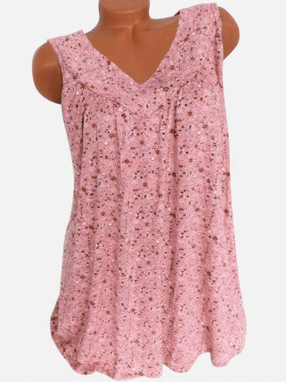 Floral Print V-neck Sleeveless Vest - LuckyFash™