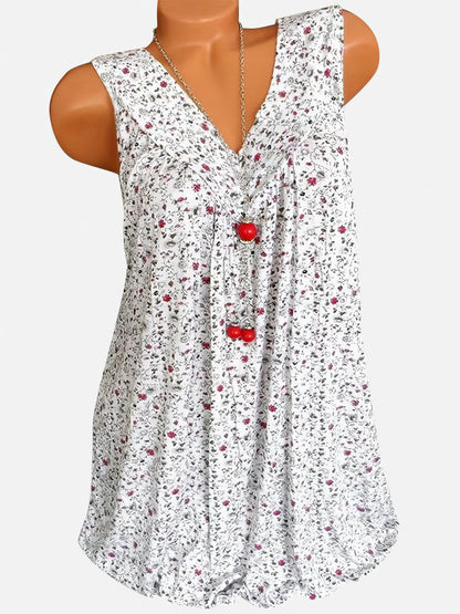 Floral Print V-neck Sleeveless Vest - LuckyFash™