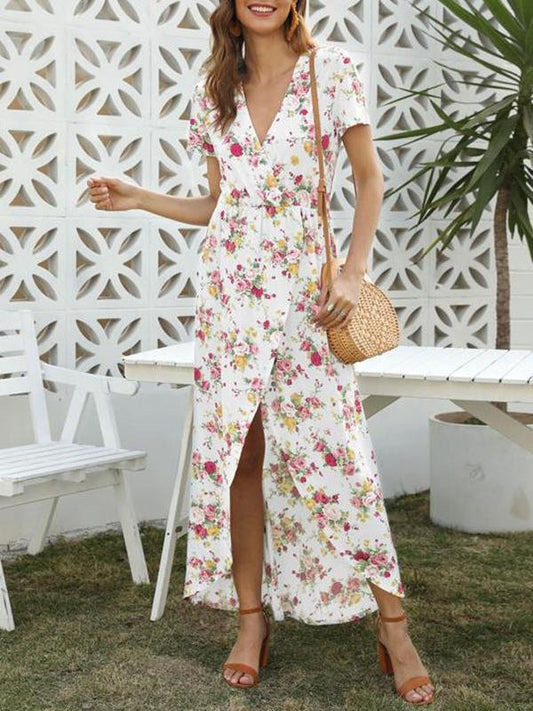 Floral Print Wrap Hem Dress - LuckyFash™