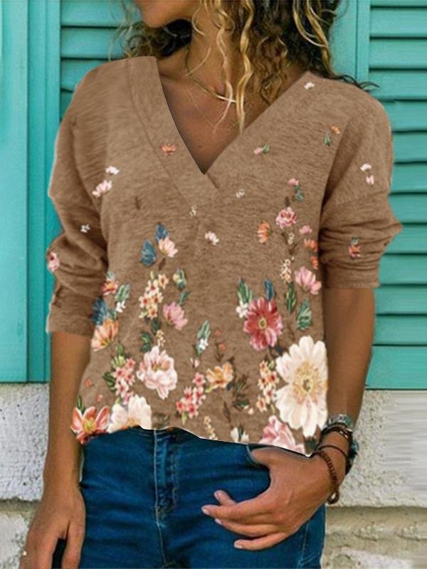 Floral Pullover Print Long Sleeve T-Shirt - LuckyFash™