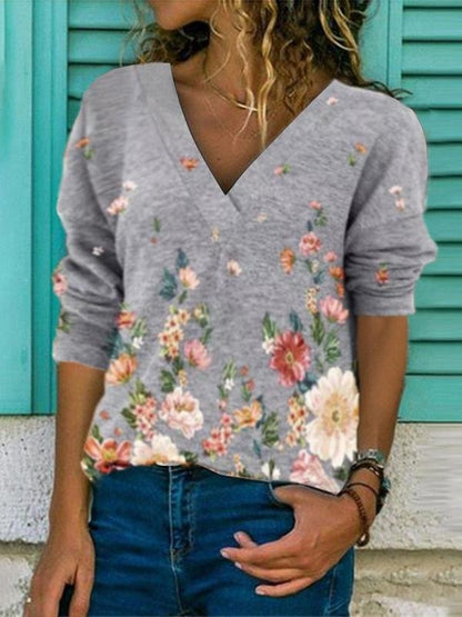 Floral Pullover Print Long Sleeve T-Shirt - LuckyFash™