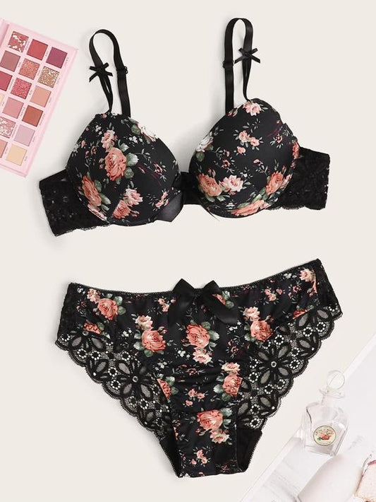 Floral Push Up Lingerie Set - LuckyFash™