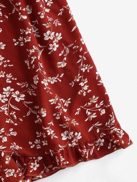 Floral Ruffle Smocked Wide Leg Cami Romper - LuckyFash™