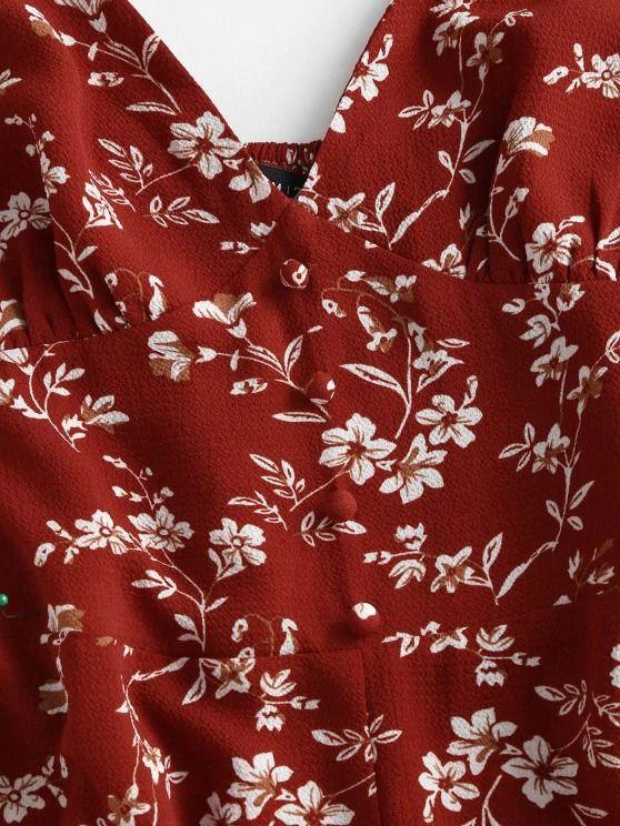 Floral Ruffle Smocked Wide Leg Cami Romper - LuckyFash™