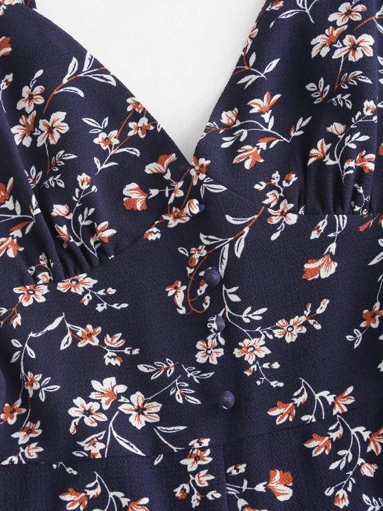 Floral Ruffle Smocked Wide Leg Cami Romper - LuckyFash™