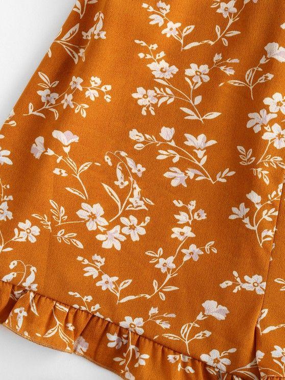 Floral Ruffle Smocked Wide Leg Cami Romper - LuckyFash™