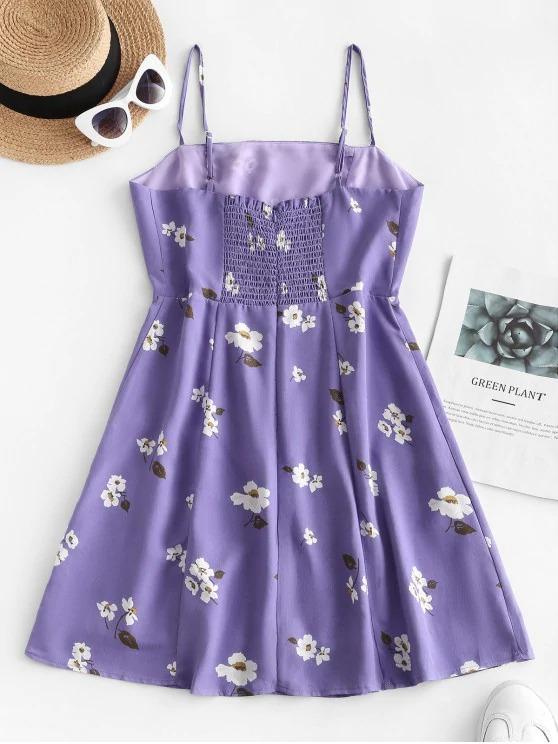 Floral Shirred A Line Sundress - LuckyFash™