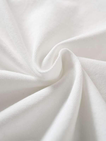 Floral & Slogan Graphic Lettuce Trim Tee - LuckyFash™