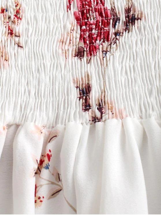 Floral Smocked Off Shoulder Mini Dress - LuckyFash™