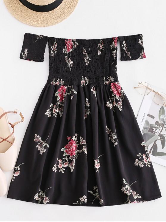 Floral Smocked Off Shoulder Mini Dress - LuckyFash™