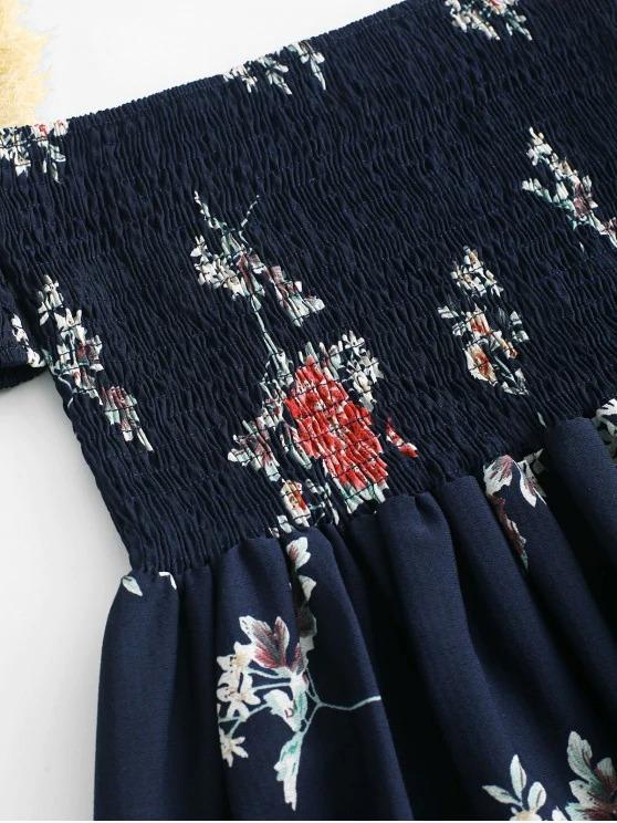 Floral Smocked Off Shoulder Mini Dress - LuckyFash™