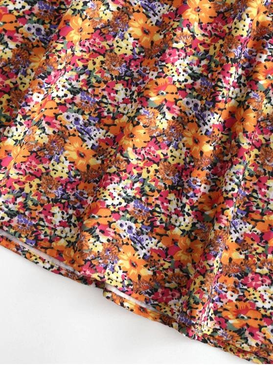 Floral Smocked Puff Sleeve Milkmaid Dress - LuckyFash™