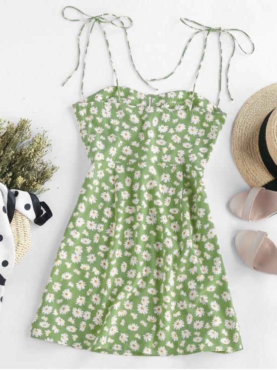 Floral Tie Shoulder Slit Cami Dress - LuckyFash™