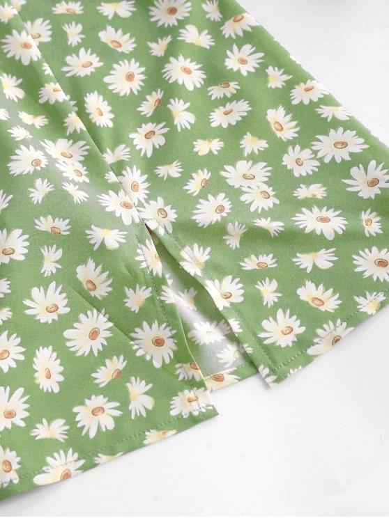 Floral Tie Shoulder Slit Cami Dress - LuckyFash™