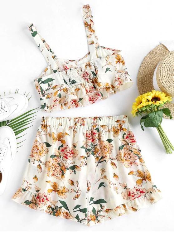 Flounce Floral Print Two Piece Set - LuckyFash™