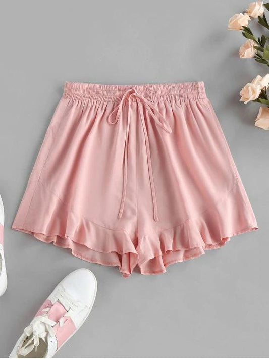 Flounce Tie Elastic Waist Shorts - LuckyFash™