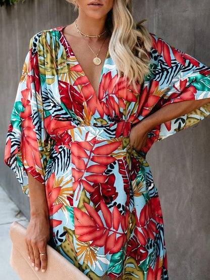 Flower Beach Blouse Sun Protection Robe-style Dress - LuckyFash™