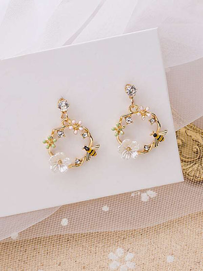 Flower Decor Irregular Circle Earrings - LuckyFash™