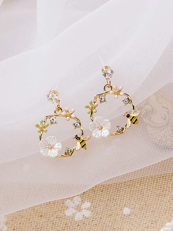 Flower Decor Irregular Circle Earrings - LuckyFash™