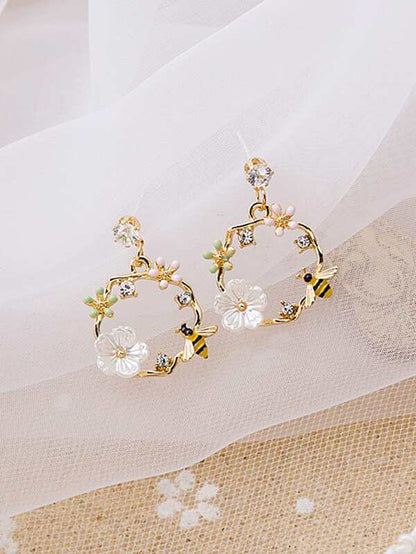 Flower Decor Irregular Circle Earrings - LuckyFash™